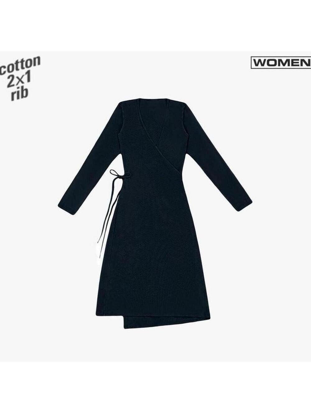 Los Angeles Apparel large black cotton wrap dress